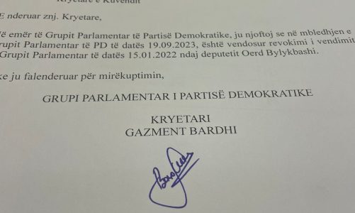 rikthen bylykbashin ne grupin parlamentar zbulohet dokumenti i firmosur nga gazment bardhi per nikollen kemi revokuar vendimin e 15 janarit 2022